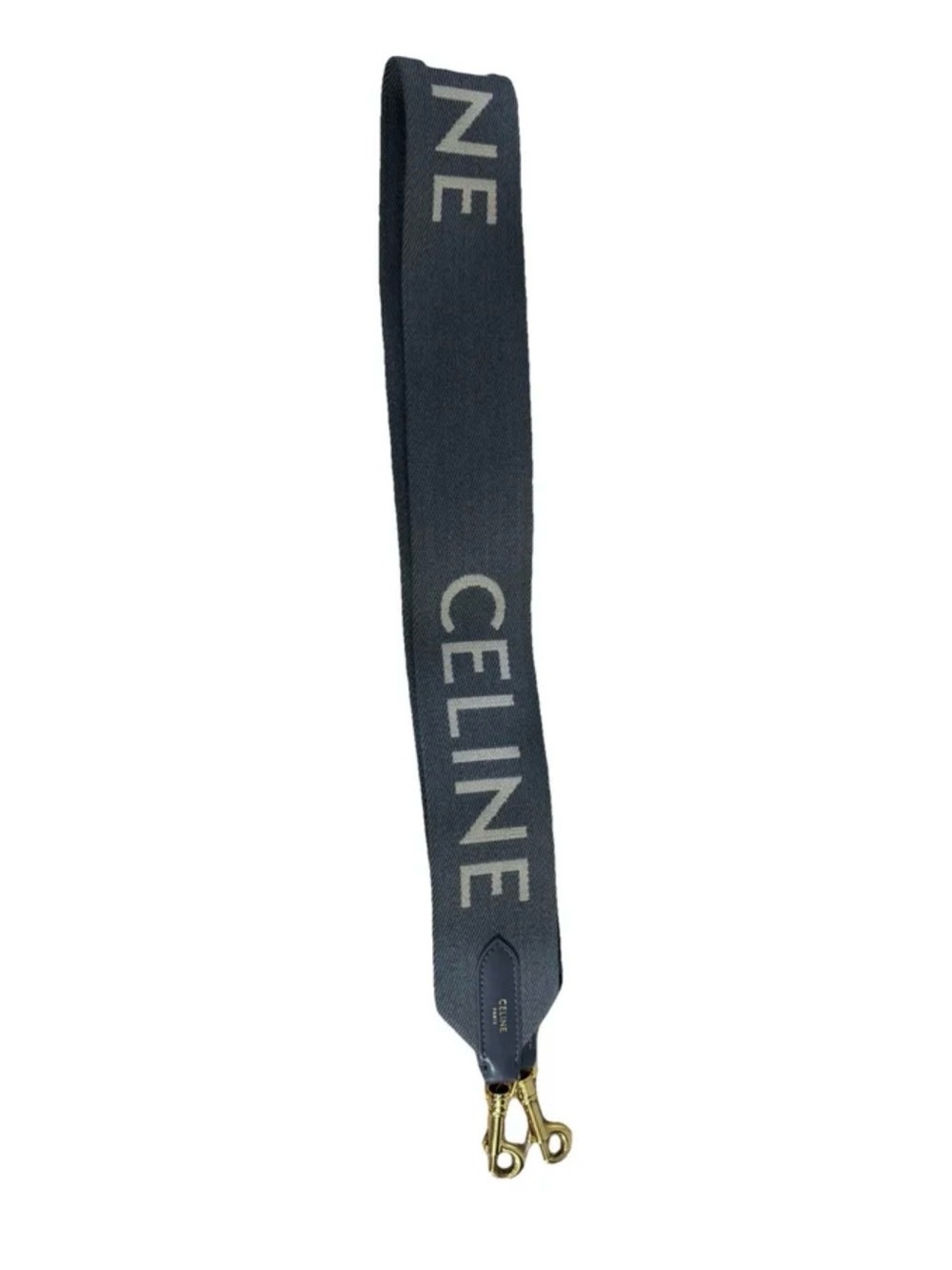 Celine navy and cream logo jacquard shoulder strap with gold hardware
